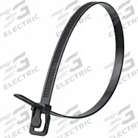 RETYZ Releasable Cable Tie: Black, 14 in Lg, Outdoor Use, Max. 87 mm Bundle Dia., 100 PK (MPN WKT-V14BK-TA). Key specifications — Outdoor Use: Yes; Color: Black; Brand: RETYZ; Pack: Large Pack.