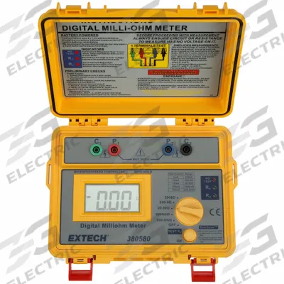 EXTECH Milli Ohmmeter: 200 microohm to 2 kiloohm, Digital, No Output - Milli- & Micro-Ohm Meters