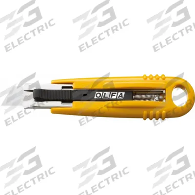 OLFA Safety Knife: 5 1/2 in Overall Lg, Textured, 1 1/2 in Overall Wd, Plastic - Automatic Retracting Utility Knives