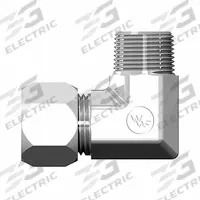 WEATHERHEAD Compression Fitting Elbow: 3/16 in OD x 1/8 in Pipe Size, 3/8-24 x 1/8-27 Thread Size (MPN 7405X03X02). Key specifications — Brand: WEATHERHEAD; Series: Ermeto Flareless.