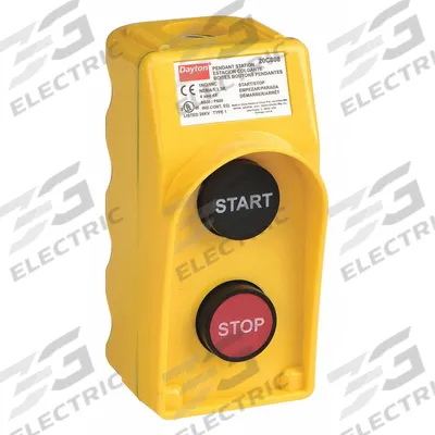 Dayton Pendant Control Station: (2) Push Buttons, 1NO/1NC, Start/Stop - Push-Button Pendants