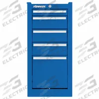 KENNEDY Side Cabinet: Blue, 5 Drawers, Keyed, 13 5/8 in W x 20 in D x 29 1/16 in H, K2000 (MPN 205XBL). Key specifications — Brand: KENNEDY; Drawer Color: Blue; Drawer Slide Type: Ball Bearing; Series: K2000; Locking System: Keyed.
