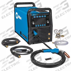MILLER ELECTRIC Multiprocess Welder: Multimatic 255, DC, MIG/Stick Pack (MPN 907728). Key specifications — Maximum Amperage (Stick): 275 A; Maximum Amperage (TIG): 275 A; Input Voltage (Nominal) (Merch - Table Column, Filters): 460V.