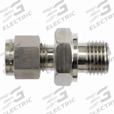 BRENNAN INDUSTRIES Compression Fitting Straight: 1/4 in OD x 1/8 in Pipe Fitting - Clean & Bagged Single-Ferrule Stainless Steel Fittings