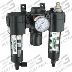SPEEDAIRE Filter/Regulator/Lubricator: 3/8 in NPT, 51 cfm, 150 psi Max Op Pressure, 5 micron (MPN 7D693). Key specifications — attr109524: SPEEDAIRE.