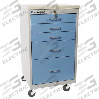 LAKESIDE Compact General Medical Supply Cart with Drawers: Steel - Compact General Medical Supply Carts with Drawers