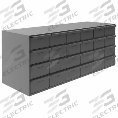 DURHAM MFG Drawer Bin Cabinet: 33 3/4 in x 12 1/4 in x 14 1/4 in, 24 Drawers, Stackable - Modular Metal Small Parts Drawer Cabinets