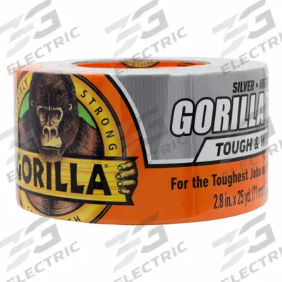 GORILLA Duct Tape: Heavy Duty, Gray, 2 7/8 in Wd, 25 yd Lg, 16.75 mil Thick, Rubber - General Purpose Duct Tape