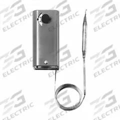 SIEMENS Line Volt Mechanical Thermostat: Surface Mount, Close on Rise/Open on Rise, 30 to 110°F (MPN 141-0520). Key specifications — Switch Action: Open on Rise; Temperature Control Range: 30 to 110°F; Temperature Differential: 3.5 to 14°F; Brand: SIEMENS.
