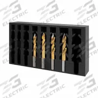 HOLEMAKER TECHNOLOGY Drill Bit Set: 4 Pc, 3/16" to 7/16", 135° TurboTip Point, TiN-Coated HSS (MPN 209016-SET2). Key specifications — attr1239143: Impact Rated; attr1239108: HOLEMAKER TECHNOLOGY; attr1239148: 3/16 in to 7/16 in.