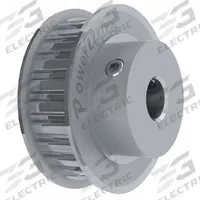 POWER DRIVE Gearbelt Pulley: Trapezoidal, Plain, For XL Timing Belt Section, For 3/8 in Belt Wd (MPN 18XLB037-6FA). Key specifications — Brand: POWER DRIVE; Tooth Profile: Trapezoidal; Finish: Aluminum Clear Anodized.