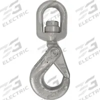 CROSBY Self-Locking Hook: 4,560 lb Working Load Limit, 100 Hook Grade, Alloy Steel, Swivel, Plain (MPN 1004413). Key specifications — Color: Silver; Brand: CROSBY; Visual Indicator Markings: Deformation & Max Angle.