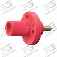 Single Pole Receptacle: Red, Straight Taper Nose Mating, Threaded Stud Termination, 600V AC/600V DC (MPN 15R21-1UR). Key specifications — Series: 15; Receptacle Gender: Male; Brand: LEVITON.