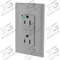 LEVITON GFI Receptacle: Hospital Grade Fed. Spec., Decorator Duplex, 5-15R, Gray, GFCI, 125V AC (MPN GFNT1-HGG)