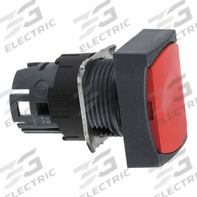SCHNEIDER Flush Push Button: Red, 16 mm Mounting Size, Non-Metallic - Flush-Mount & Recessed Push-Button Operators