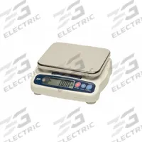 A&D WEIGHING Food Scale: 7 1/2 in Weighing Surface Dp, 9 1/8 in Weighing Surface Wd, Backlit LCD (MPN SJ-6000WPF). Key specifications — Connection Ports: Bluetooth; Readability: 0.0002 kg/0.0005 lb/0.01 oz/0.1 lb-oz; Brand: A&D WEIGHING; IP Rating: IP67.