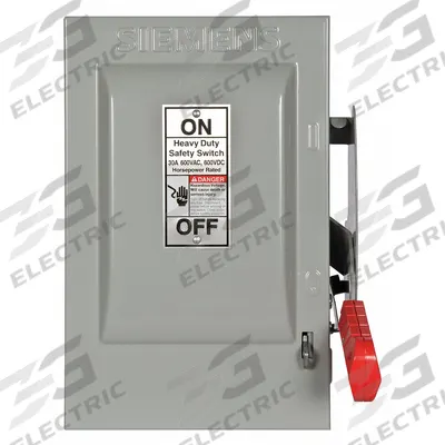 Siemens Safety Switch: Non-Fusible, 30 A, Single Phase, 600V AC, Galvanized Steel - Non-Fusible Safety Switches