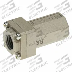 SMC Pneumatic Check Valve: Bushing, 1/4 in NPT, 1/4 in NPT, 1 MPa Max. Pressure (MPN AK2000-N02). Key specifications — attr291949: 1/4 in NPT; attr291950: 1/4 in NPT; attr291957: Aluminum Die Cast (Body); Aluminum Die Cast (Cover); NBR (O-Ring); POM (Valve); attr294749: SMC.