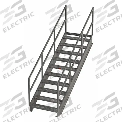 APPROVED VENDOR Portable Stairs: 9.4 ft Overall Ht, Steel, 500 lb Load Capacity, Serrated - Easy-Climb Steel Stairs