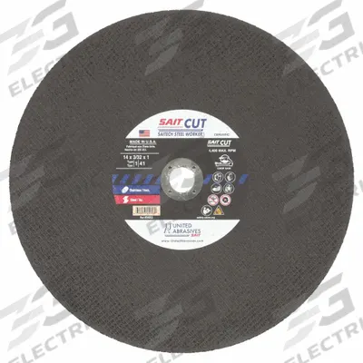 UNITED ABRASIVES-SAIT Abrasive Cut-Off Wheel: Type 1, 14" x 3/32" x 1", Ceramic, 36 Grit - Cool-Cutting Cut-Off Wheels for Carbon & Stainless Steel
