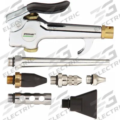 SPEEDAIRE Air Gun Kit: Thumb-Lever Grip, Zinc, 1/4 in Female NPT, 7 Nozzle(s), Straight - Air Gun Kits