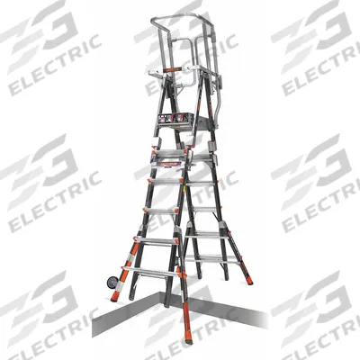 LITTLE GIANT Combination Ladder: 2 Configurations, Fiberglass, 375 lb Load Capacity - Safety-Cage Extending Multifunction Ladders