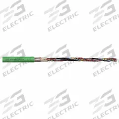 CHAINFLEX Measuring System Cable: (4) Pr 26 AWG (0.14)/(4) 20 AWG (0.50), Green, PUR Jacket (MPN CF113-005-D). Key specifications — Conductor Grouping: (4) Pair 26 AWG/(4) 20 AWG; Includes Ground: No; Overall Length: Order by the Foot; Minimum Bend Radius Factor - Fixed: 4 x OD; Minimum Bend Radius Factor - Flexible: 6 x OD; Brand: CHAINFLEX.