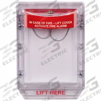 SAFETY TECHNOLOGY INTERNATIONAL Pull Station Guard: Wall Mount, Flush Mount Mounting, Clear/Red (MPN STI-1200). Key specifications — Legend: IN CASE OF FIRE - LIFT COVER ACTIVATE FIRE ALARM; Color: Red; Brand: SAFETY TECHNOLOGY INTERNATIONAL; Mounting Style: Flush Mount; Mounting Location: Wall Mount; Product Type: Pull Station Guard.