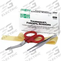 FIRST AID ONLY Tourniquet Combo Set: Rubber, 18 in Overall Lg, 2 1/8 in Overall Wd (MPN 17-014). Key specifications — Material: Rubber; Brand: FIRST AID ONLY; Color: Red.