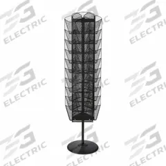 SAFCO Rotating Literature Rack: 30 Compartments, Swivel, Black, Steel Mesh, 66 in Overall Ht (MPN 5577BL). Key specifications — Material: Steel Mesh; Brand: SAFCO; Color: Black.