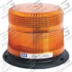 ECCO Beacon Light: Flashing Beacon, Amber, 6 11/16 in Overall Ht, LED, 12-48V DC (MPN EB7935A). Key specifications — Operating Voltage: 12-48V DC; Number of Flash Patterns: 11; Includes: Mounting Hardware; Electrical Connection: Blunt Cut Wires; Mount Type: Bolt; Brand: ECCO; Shape: Round; Lighting SAE Class Rating: SAE Class 2.