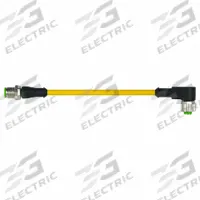 Cordset: M12 Male Straight X M12 Female Right Angle, 4 Pins, Yellow, TPE, 10 m Cable Lg (MPN 7700-40121-U041000). Key specifications — Cable Jacket Color: Yellow; End 1 Gender: Male; End 1 Mounting Orientation: Straight; End 2 Gender: Female; End 2 Mounting Orientation: Right Angle; End 2 Connection Type: M12; IP Rating: IP66; Brand: MURRELEKTRONIK.