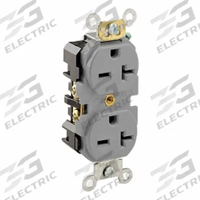 LEVITON Plugs and Receptacles: Duplex, 6-20, Gray, 250V AC, 20 A, 2 Pole / 3 Wire (MPN 5462-GY) - General Purpose Receptacles