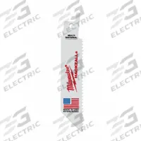 MILWAUKEE Reciprocating Saw Blade: 8 Teeth per Inch, 4 in Blade Lg, 0.04 in Blade Thick, 5 PK (MPN 49-00-5410). Key specifications — attr1109198: 8; attr1109200: Rigid for Straight Cuts; attr1109201: Tapered; attr1109209: MILWAUKEE.