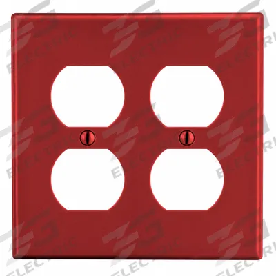 HUBBELL Wall Plate: Duplex Outlet, 2 Gang, Red - General Purpose Wall Plates