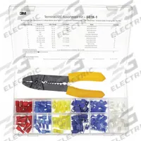 3M Wire Terminal Kit: 96 Pieces, 22 AWG – 10 AWG Wire Sizes, Crimping Tool (MPN SDTK-1). Key specifications — Manufacturer Part Number: SDTK-1; Brand: 3M; Includes: (24) Female Butted Seam Disconnects; Tool Included: Crimping Tool.
