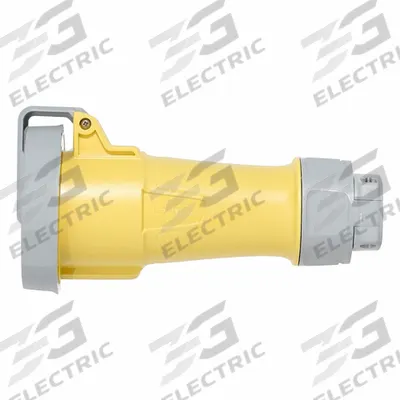 LEVITON Pin and Sleeve Connector: Yellow, 125V AC, Single Phase, 20 A, 2 Pole, 3 Wire - Washdown-Rated Connectors