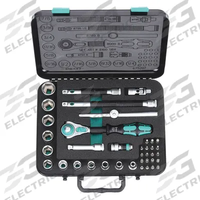WERA Socket Wrench Set: 3/8 in Drive, 38 Piece, 6-Point, SAE - SAE Socket Sets with Drive Tools