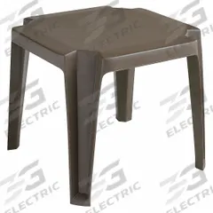 GROSFILLEX Patio Table: Bronze Mist, Resin, 15 in Overall Ht, 17 in Overall Wd, 17 in Overall Lg (MPN 52099037). Key specifications — Frame Color: Bronze; Frame Material: Polypropylene; Tabletop Color: Bronze Mist; Tabletop Material: Resin.