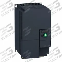 SCHNEIDER Variable Speed Drive: In Phase Three, 200-240V AC, Out Phase Three, 20 hp, IP20, No Bypass (MPN ATV320D15M3C412). Key specifications — Style: Compact; Color: Black/Blue/Gray; Output Phase: Three.
