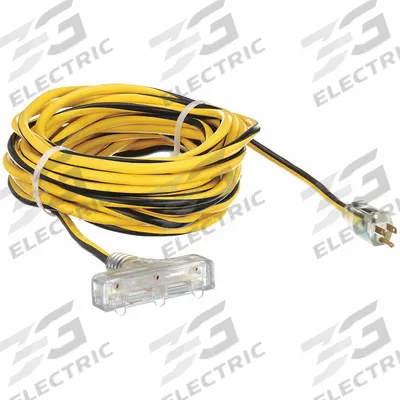 APPROVED VENDOR Extension Cord: Outdoor Use, 50 ft Lg, 3 Outlets, 5-15P, 12/3, SJTW - Outdoor Extension Cords with Multiple Outlets