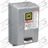 SQUARE D Magnetic Motor Starter: Non-Reversing, 3 Poles, NEMA Size 1, 27 A, 480V AC Coil (MPN 8536SCG3V06). Key specifications — Brand: SQUARE D; Coil Voltage: 480V AC; Phase: Three; Operator: None; Terminal Connection Type: Screw Clamp Terminals; Includes Pilot Light: No; Operator Controls: None; Auxiliary Contacts Included: No Auxiliary Contacts Included.