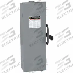 SQUARE D Safety Switch: Fusible, 30 A, Three Phase, 600V AC, Galvanized Steel, Indoor/Outdoor (MPN DT361RB). Key specifications — Brand: SQUARE D.