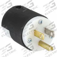 HUBBELL Straight Blade Plug: 5-15P, 125V AC, 15 A, 2 Pole, 3 Blade, Black/White (MPN HBL5266C)