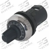EATON Potentiometer: 22 mm Panel Mounting Size, 47,000 ohm Max Resist Rating, Series M22 (MPN M22-R47K). Key specifications — Manufacturer Part Number: M22-R47K; Series: M22; Brand: EATON; Includes Dial Plate: Dial Plate Included; Knob Style: Standard; Bezel Style: Non-Metallic (Silver).