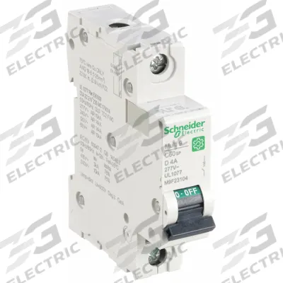 SCHNEIDER Supplementary Protector: 4 A Amps, 60V DC, 14kA at 120/240V AC, Screw Clamp - D-Curve, 1-Pole UL1077 DIN Rail-Mount Supplementary Protectors
