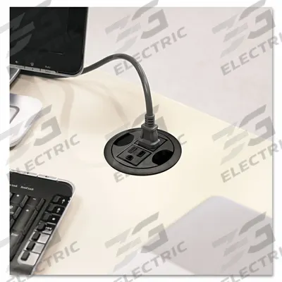 HON AC Power Hub: Black, 3 in Overall Ht, 3 in Overall Wd - Cable Raceways