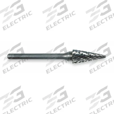 WIDIA METAL REMOVAL Carbide Bur: Pointed-End Cone, SM-4, Double Cut, 3/8" x 5/8" Head - Double-Cut Pointed-End Cone Burs