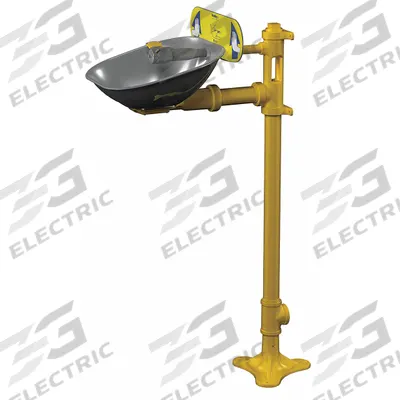 BRADLEY Plumbed Eyewash: Std, Floor Mnt, Eyes Coverage, Uncovered, Stainless Steel Bowl - Floor-Mount Eyewash Stations
