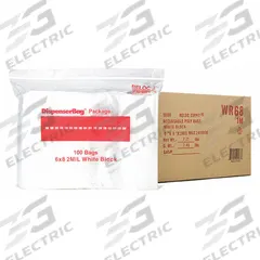 RELOC ZIPPIT Reclosable Bag: 2 mil Thick, 6 in Wd, 8 in Lg, Hang Hole Not Included, Box, 1,000 PK (MPN WR68). Key specifications — With Hang Hole: Hang Hole Not Included; Brand: RELOC ZIPPIT; Package Configuration: Box.